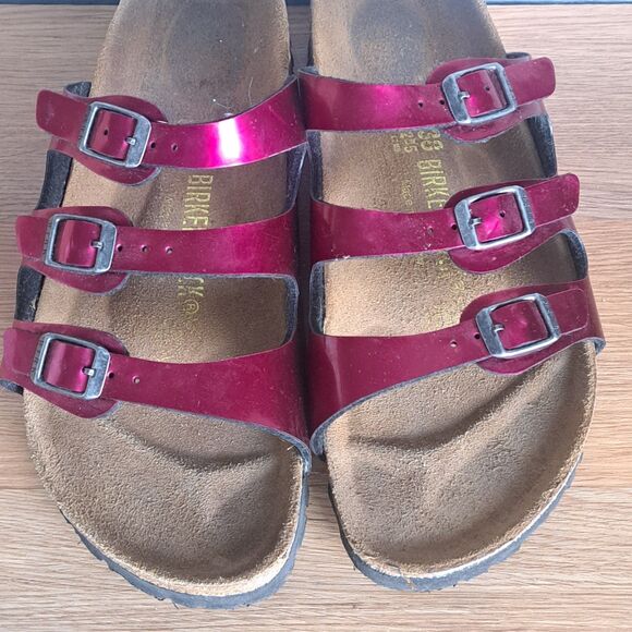 Birkenstock Florida Pink Fuchsia Strappy Slide Sandals Women 39 8 Germany Shoes - Picture 3 of 9